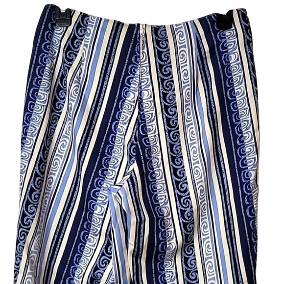 Blue & White Striped Pattern High-Waisted Lightweight Pants Womens Size M - Picture 13 of 14